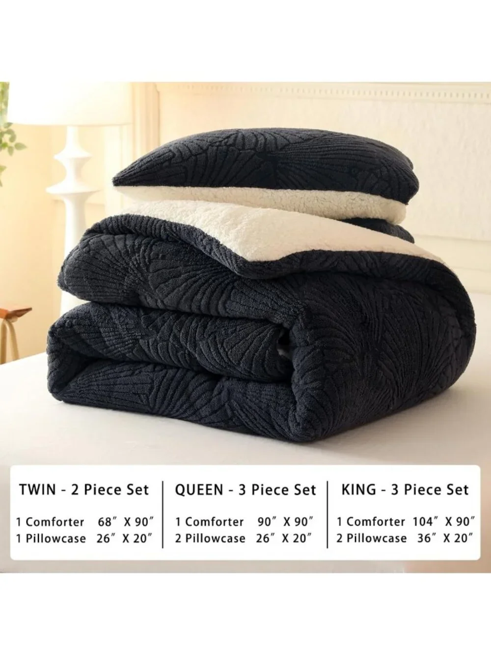 Cozy Seashell Jacquard Sherpa Comforter Set, 3-Piece Full/Queen Bedding, Grey